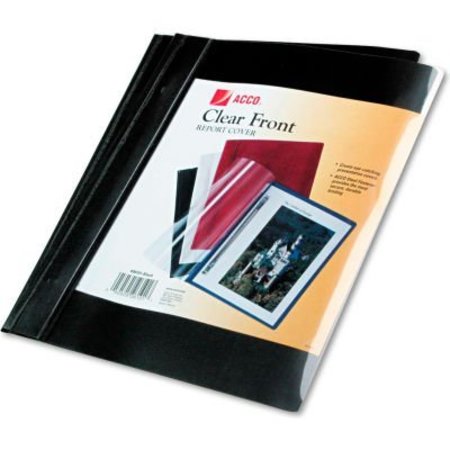 ACCO ACCO Vinyl Report Cover, Prong Clip, Letter, 1/2" Capacity, Clear Cover/Black Back 26101